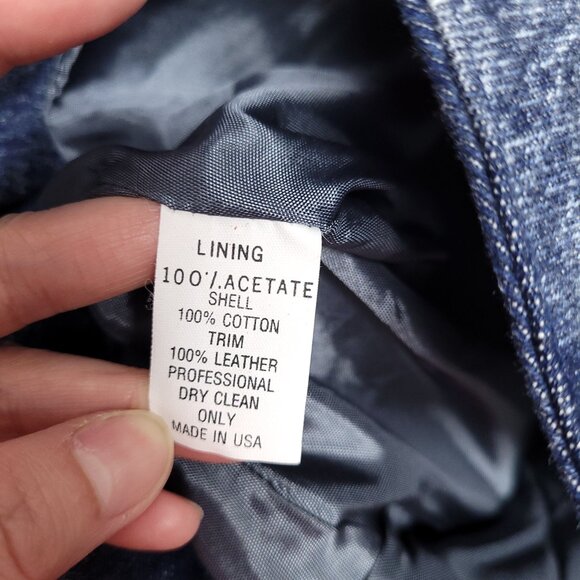 Vintage 80's Diamond Denim & Leather Jacket Western Cowgirl Fringe - Picture 6 of 6